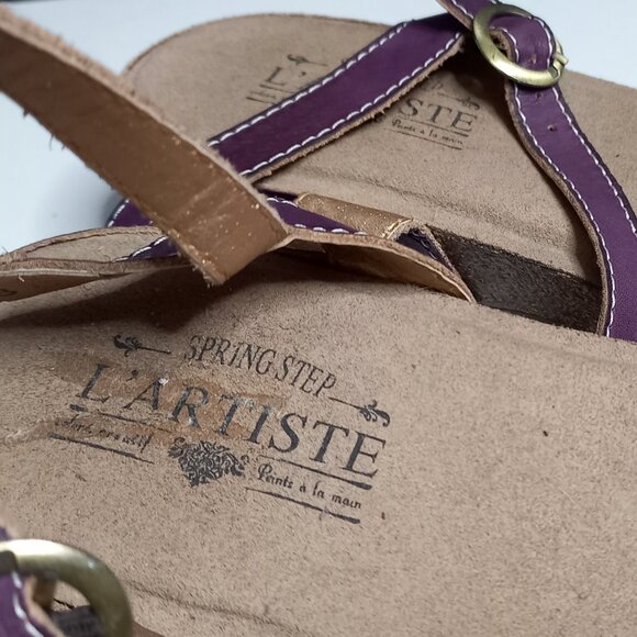 Spring Step L'artiste Lizzie-PR Purple Size 38/7.5 Buckle leather upper sandals - Picture 6 of 8
